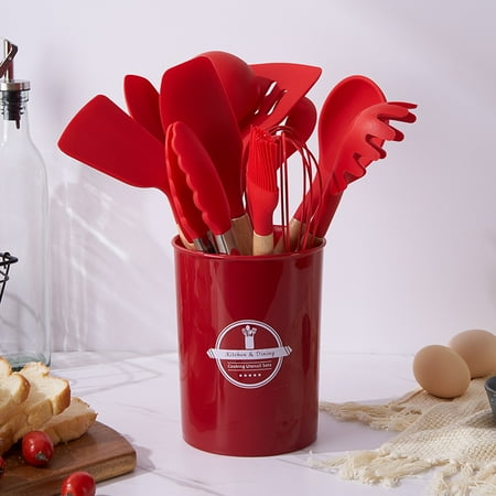 

Silicone Kitchen Utensil Cooking Shovel Wooden Handle Cooking Set Of 12