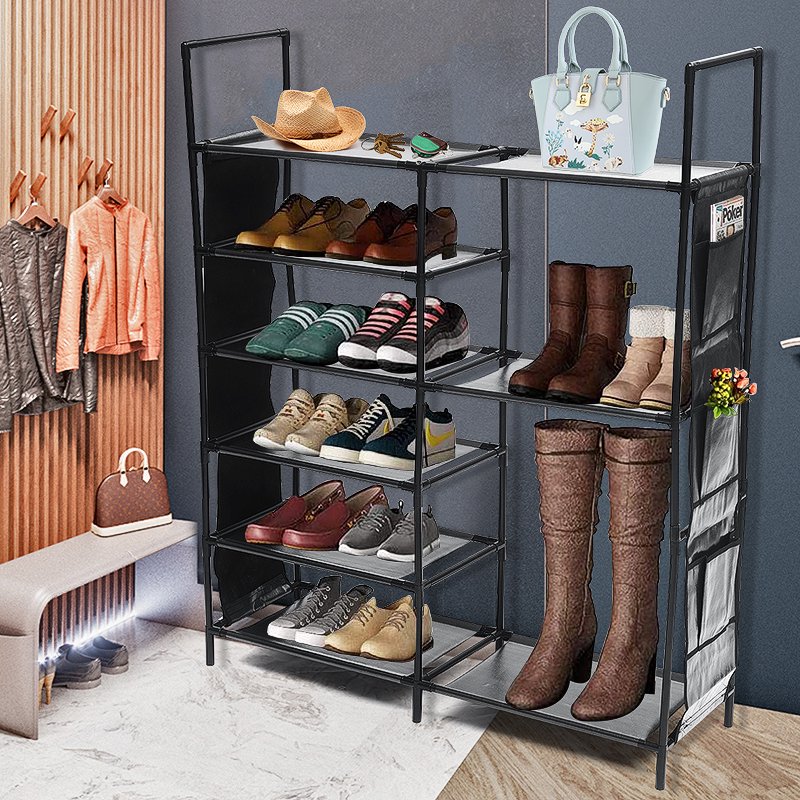 8/6 Tier Shoe Rack Storage Organizer,Stackable Double Row Side Hanging