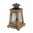 Gerson 10" Brown and Black LED Lighted Trapezoid Hanging Indoor Lantern ...