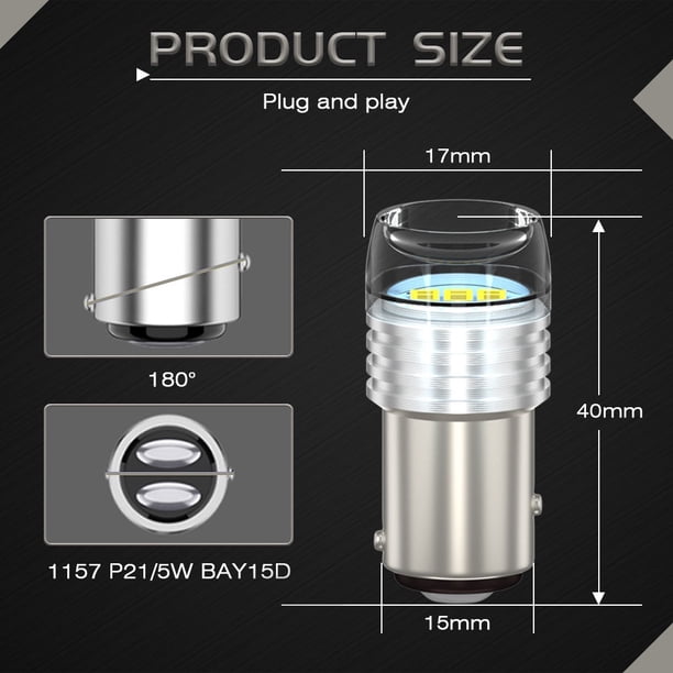 NGOUCIG Strobe LED Luz De Marcha Atrás Freno 1156 BA15S 1157 BAY15D 12V P21W P21/5W Indicadora De Giro Parada De Cola De Estacionamiento Antiniebla De Motocicleta Coche