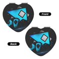 thumbnail image 2 of Qekee Geometry Dash Print Compact Makeup Mirror Folding Mini Pocket Mirror Portable Hand Mirror Double-Sided 2 x 1x Magnification for Woman Girls-Heart Shape, 2 of 9