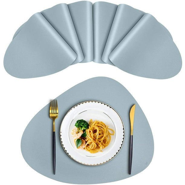 Manteles individuales redondos de cuero para mesa de comedor, tapete de café aislante lavable antideslizante resistente al calor, juego de manteles individuales de cocina de estilo nórdico (juego de 6