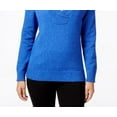 thumbnail image 3 of Karen Scott Women's Cotton Marled Shawl-Collar Sweater Blue Size Extra Large, 3 of 3