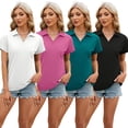 thumbnail image 2 of FLMEI V-Neck Women T Shirts Short Sleeve Loose Summer Tops for Women Spring Cotton Short Sleeve Tees Shirt S-XXL, 2 of 9