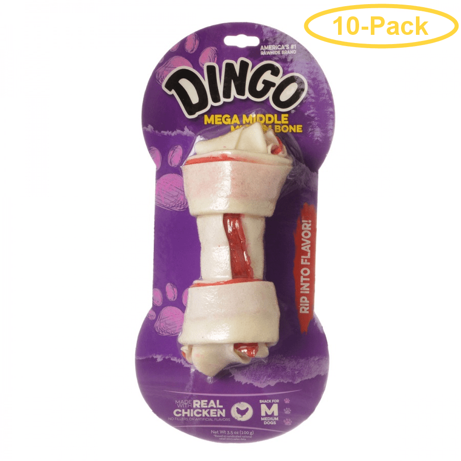 Dingo Double Meat Rawhide & Meat Chew Bone Medium 6 (1 Pack) Pack