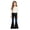 P80 Black, variant on Tfken Children Soft Lightweight Pants Daily School Wear Girls Denim Flare Pants With Pockets Fashion Adjustable Tie Kids Casual Clothes Size 5-6 Years Beige