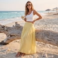 thumbnail image 6 of Women's Bohemian Style Elastic Waist Band Cotton Linen Long Maxi Skirt Dress, 6 of 6
