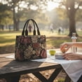 thumbnail image 7 of Hsqqdc Floral Print Canvas Tote Bag, Large Capacity Work Shoulder Handbag, 7 of 7