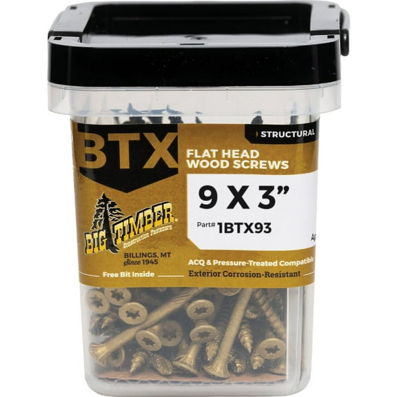 Big Timber Construction Fasteners Wood Screws - T-25 Drive, Flat Head - 81 Pieces, #9 x 3 In.