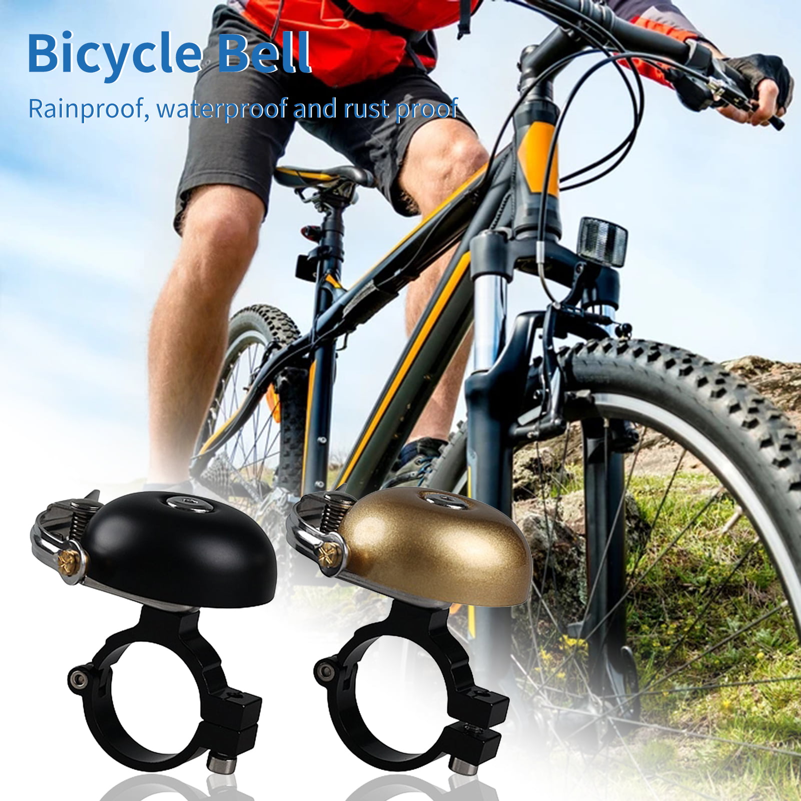 BMX MTB Road Bike 4 Colors Bicycle Bell Durable Bicycle Vintage Brass Bell Handlebar Cycling Loud Sound Alarm Bike Accessory for Mountain Bike 