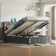 thumbnail image 4 of Queen Size Bed Frame Lift Up Storage,with Charging Station & LED Lights,USB Type C Port,Hydraulic Storage System,No Box Spring Needed, Easy Assembly,Gray, 4 of 6