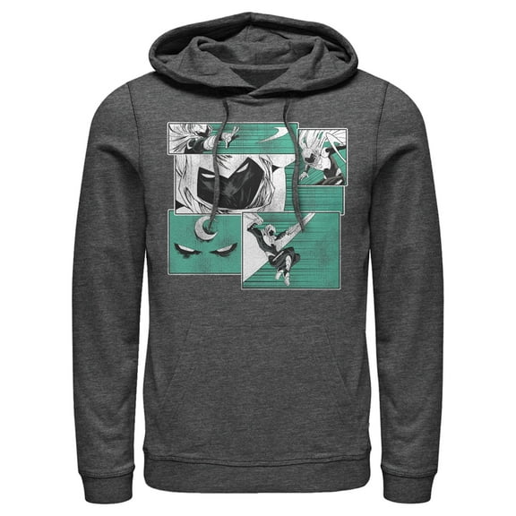 Men's Marvel Moon Knight Panels  Pull Over Hoodie Charcoal Heather Small