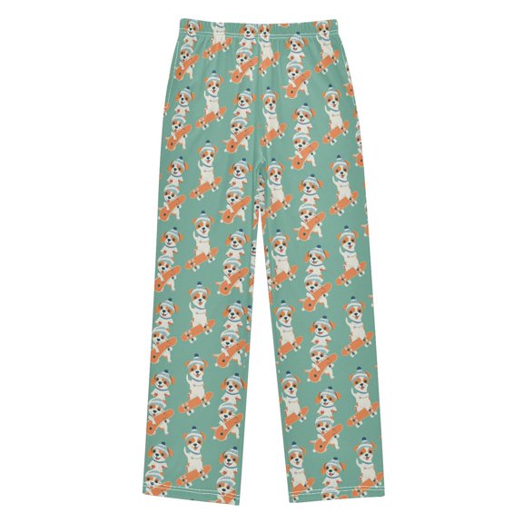 Wobogo Corgi with Skateboard Long Pajama Pants Bottoms Soft Sleepwear with Pockets