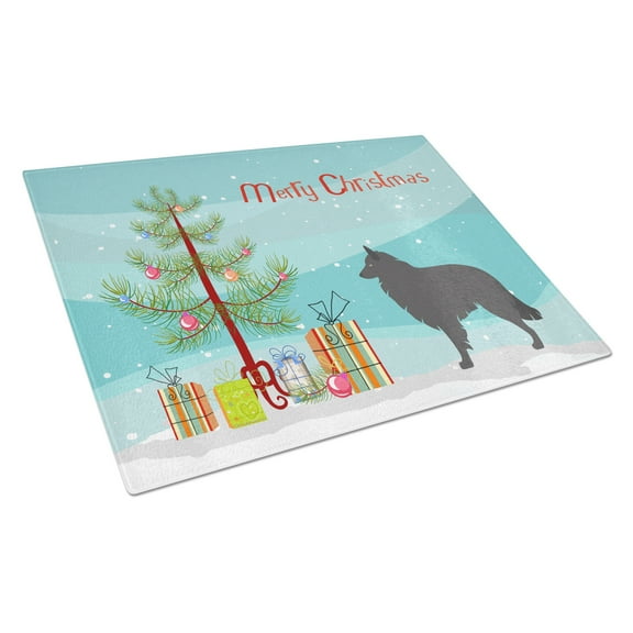 Caroline's Treasures Groenendael Belgian Shepherd Christmas Glass Cutting Board Large
