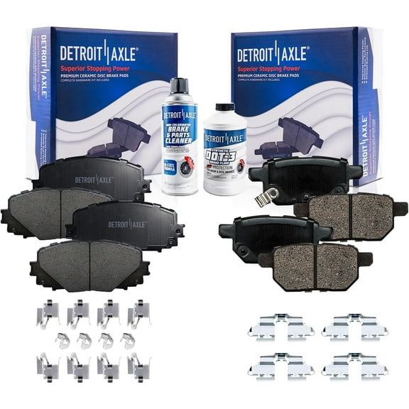 Detroit Axle - Front Rear Brake Pads for Toyota 2012-2018 Yaris [SE Models with Rear Disc Rotors] Premium Ceramic Brake Pads with Hardware 2013 2014 2015 2016 2017 Replacement