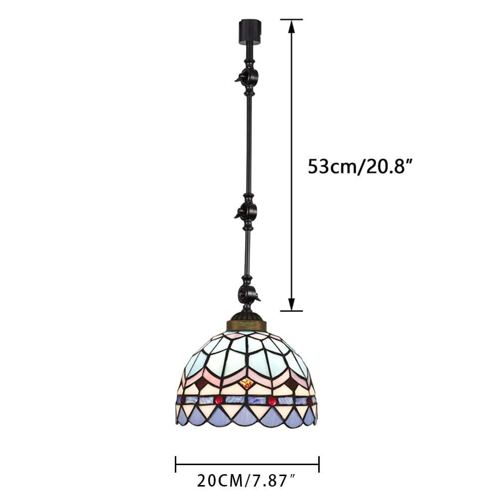 KAYYELAMP 3Pcs J-Type Track Head Lighting Adjust Angle Tiffany Ceiling Lamp Art Handmade Blue Glass Shade Black Metal Antique Track Light for Gallery Store(No Bulb, Track)