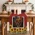 thumbnail image 2 of Chicken Sunflowers Table Runner 90 Inches, Country Farm Animal Red Wooden Grain Bed Runner Dresser Scarves Tabletop for Indoor Outdoor Parties/Ceremony/Banquet, 13" x 90", 2 of 8
