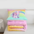 thumbnail image 5 of Erosebridal Kawaii Rainbow T Monogrammed Twin Comforter Sets,Cute Unicorn Bedding Set For Kids Girls,Reversible Pink 2 Pieces, 5 of 7