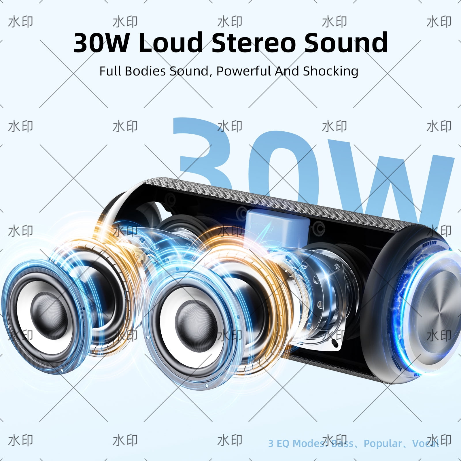 Portable Bluetooth Speaker, Up to 30H Playtime Wireless Speaker IPX7 Waterproof  TWS Pairing Powerful Speakers with Bluetooth 5.4, for Home/Party/Outdoor/Beach/Travel, Men Women Gifts (Black)