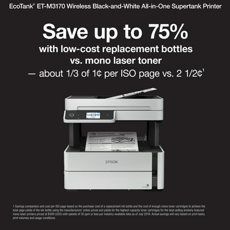 Epson - EcoTank ET-M3170 Wireless Monochrome All-in-One SuperTank Printer - White