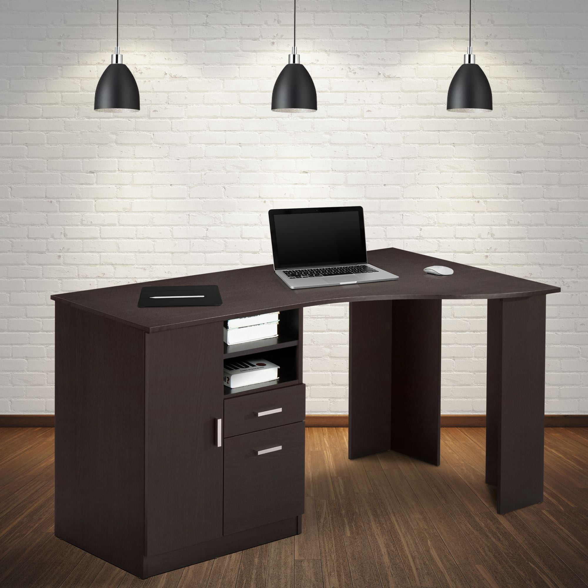 Techni Office Solutions 51.25" Brown Espresso Unique Techni Mobili Classic Office Desk with Storage