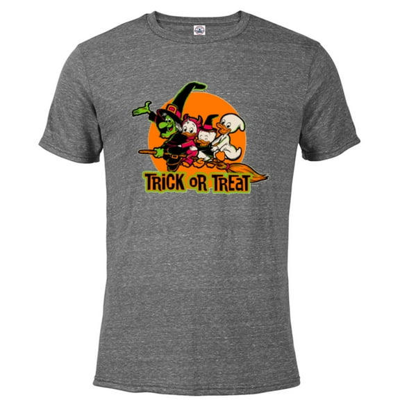 Disney 100 Witch Huey Dewey Louie Trick or Treat Halloween - Short Sleeve Blended T-Shirt for Adults - Customized-Graphite Snow Heather