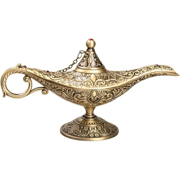 Feyarl Vintage Legend Lamp Magic Genie Wishing Light Pot Classic Costume Props Lamp Home Tabletop Decor Crafts Display Birthday Gift Wedding Christmas(Bronze)