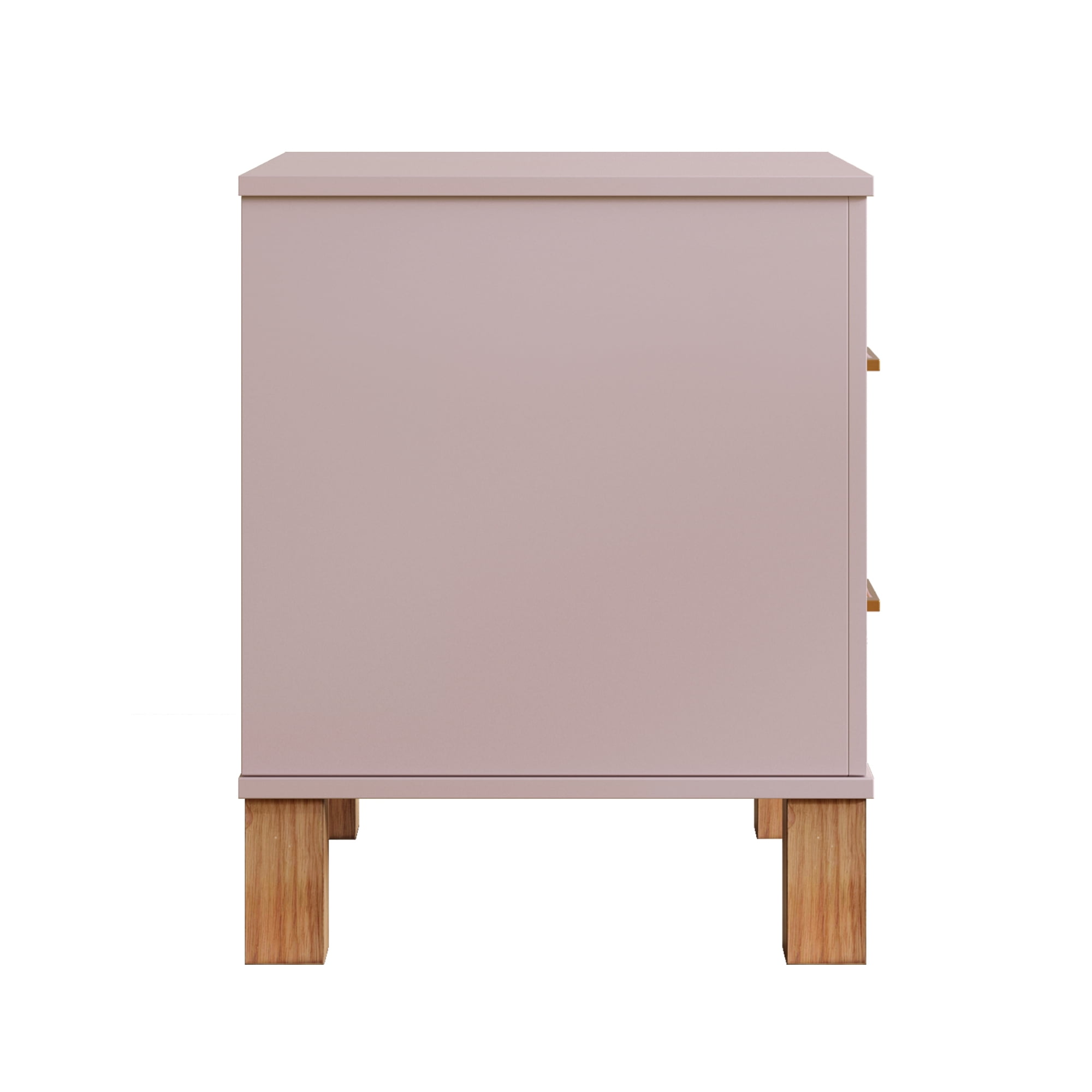 Leumius Nightstand for Bedroom,Wood Bedside Table with 2 Drawer & Solid Wood Legs,Small Storage Cabinet for Living Room,Pink