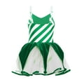 thumbnail image 5 of YIZYIF Kids Girls Christmas Mesh Ballet Tutu Dress Candy Cane Costume Spaghetti Straps Stripes Print Figure Skating Dress Green 4, 5 of 7