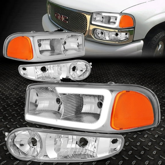 Nuvision for 00-07 Sierra Yukon Denali LED DRL Headlight Bumper Signal Lamp Chrome/Amber