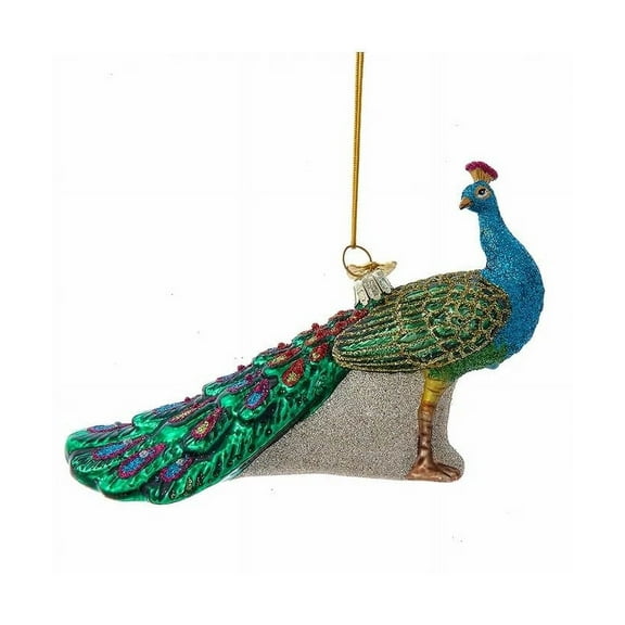 Kurt S. Adler Peacock Themed Purple Blue Teal Green Ornaments (5" Peacock Christmas Ornaments Bird NB1732)