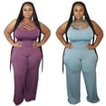 thumbnail image 2 of Plus Size 2 Piece Outfits Crop Top High Waisted Pants Sets, 2 of 8