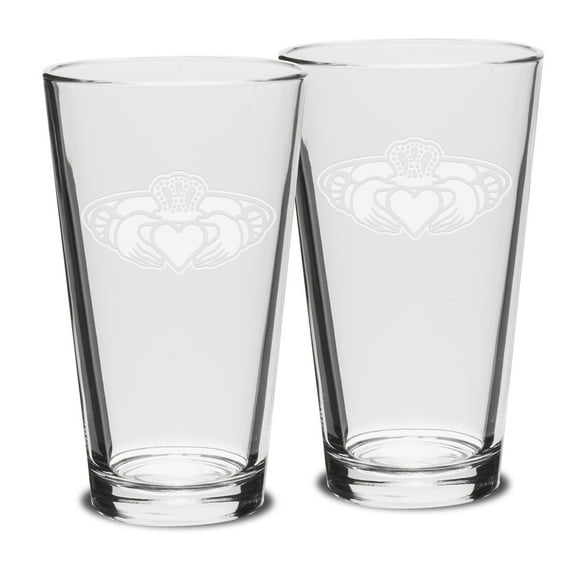 Claddagh Ring Logo 16 OZ Classic Pub Glass - Set of 2