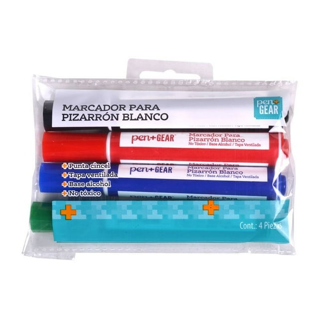 Marcador Pen + Gear Multicolor para Pizzarrón Blanco 4 Piezas