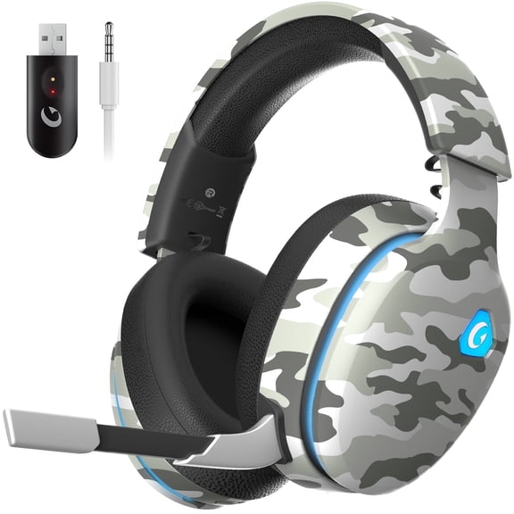 Artsic Wireless Gaming Headset for PS5, PS4, PC, Switch, Mac with Bluetooth 5.2, 2.4GHz USB Gaming Headphones with Detachable Noise Canceling Mic,Stereo Sound,3.5mm Wired Mode for Xbox Series,Camo