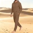 thumbnail image 5 of Garbnen Fleece Mens Sweat Suits 2 Piece Set Casual Solid Hoodie & Sweatpants Set Workout Athletic Warm Plush Jogging Suits for Men Coffee, 5 of 6