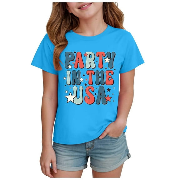 GXWEA Kids Shirts Spring Clothes For Girls Girls Shirts Short Sleeve Shirt For Girls Soft Tees Kids Tshirts Clothes Summer Tops T-Shirt Blue 9-10 Years
