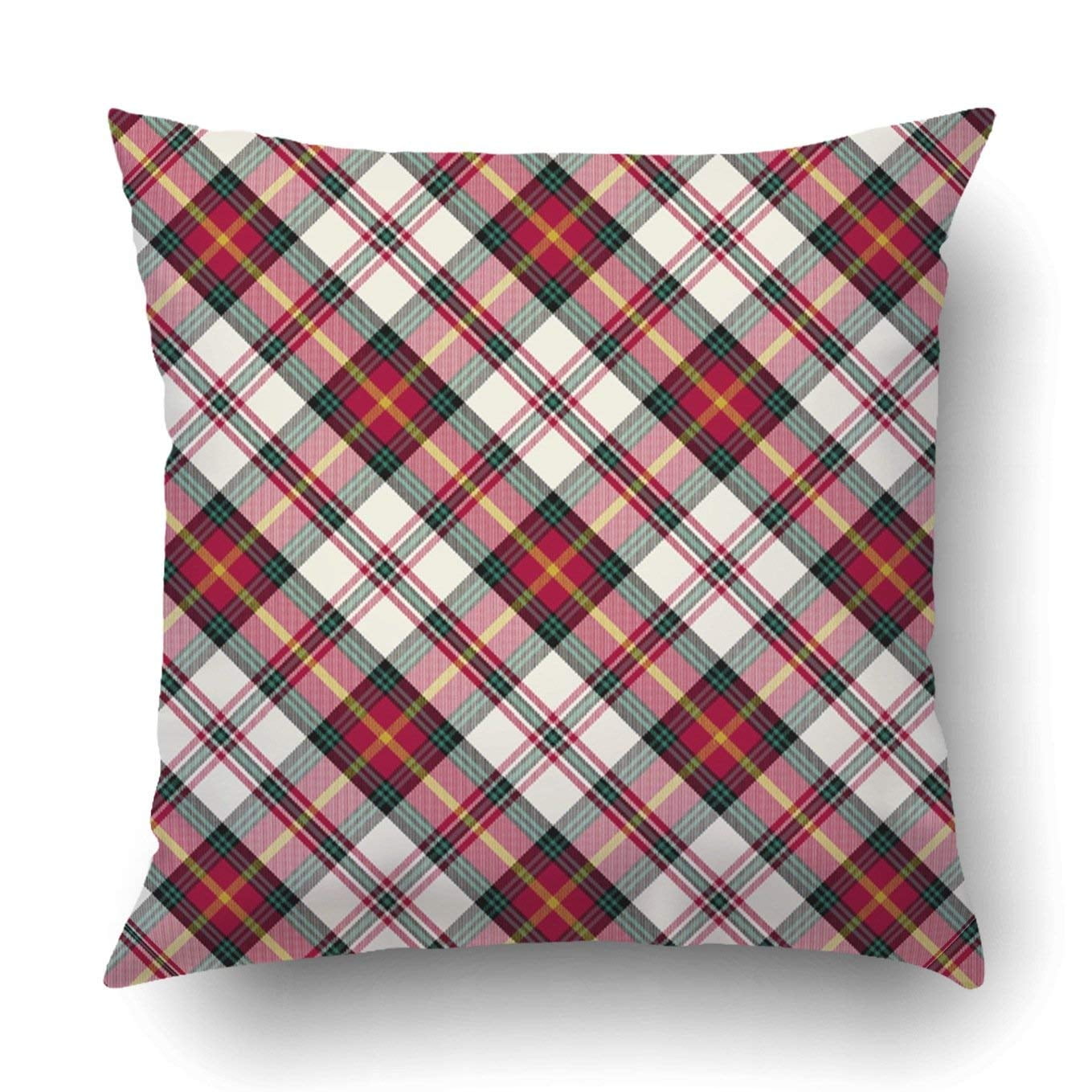 WOPOP Christmas Plaid Pillowcase Throw Pillow Cover Case 20x20 inches