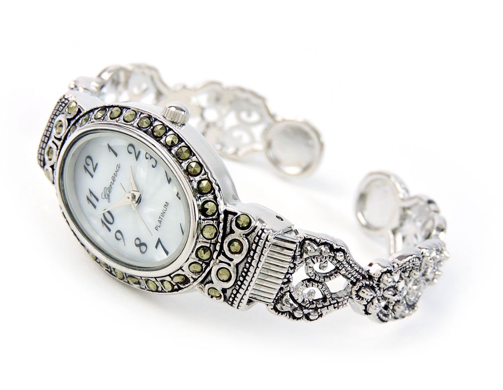 Cuff Watch STC Silver Metal Western Bangle For Women - Oval  display picture 1