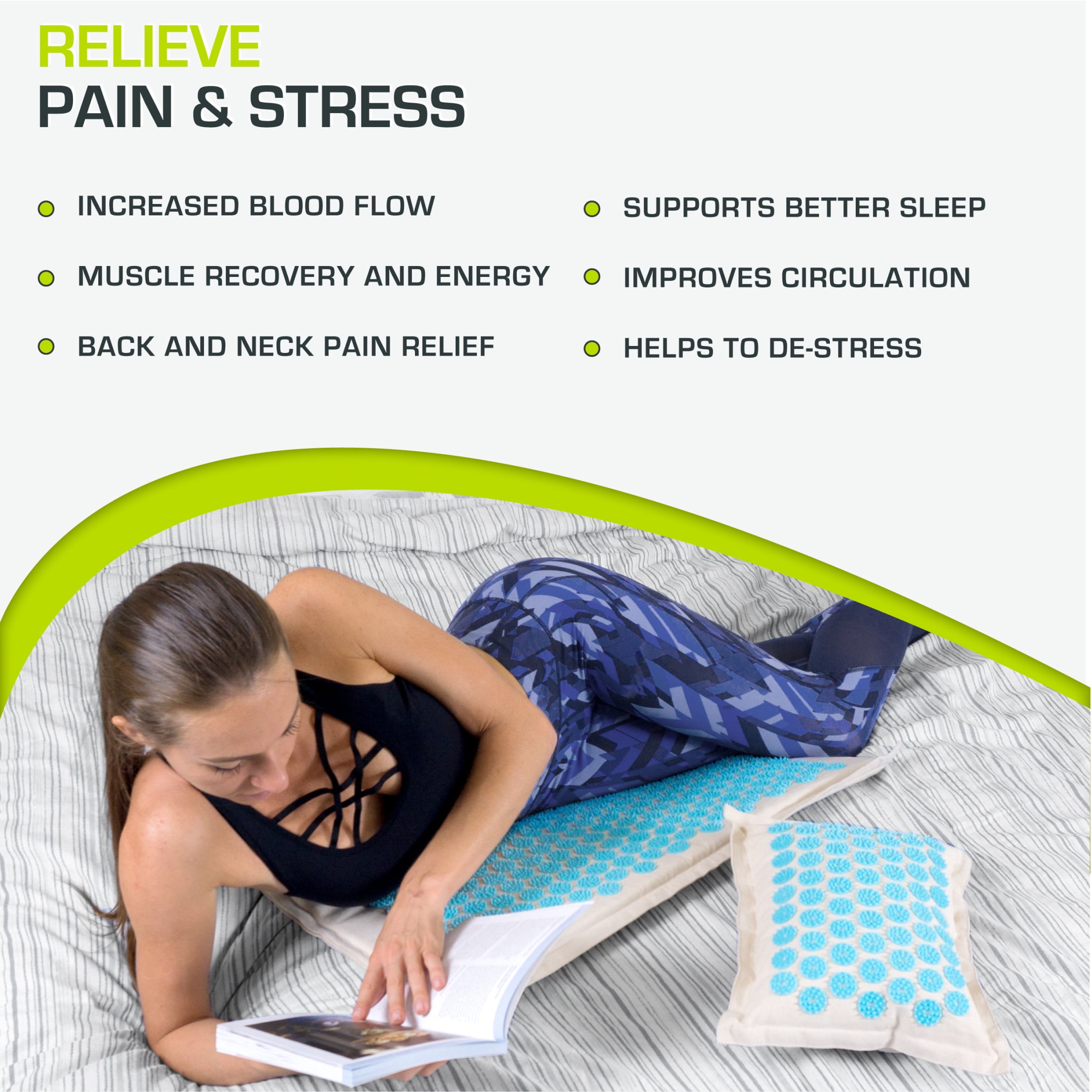 ProsourceFit Ki Acupressure Mat and Pillow Set for Relieving Back/Neck Pain
