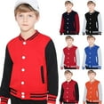 thumbnail image 5 of SGMVNU Boys Bomber Jackets Fashion Button Down Baseball Jacket, Plain Button Cardigan School Coat, Casual Fit Bomber Jacket for Spring Fall Outerwear, Red, 9-12 Years, 5 of 5