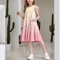 thumbnail image 4 of Lutiedan Girls Summer Dresses Ruffled Sleeve Casual Holiday Skate Twirl Dress Color Block Smocked Elastic Waist Tiered Midi Dress for 4-14 Years, 4 of 8