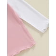 thumbnail image 7 of Suealasg Toddler Baby Girl 2Pcs Fall Outfits Long Sleeve Crew Neck Contrast Color Top Flare Pants 1T 2T 3T 4T 5T Little Girl Casual Autumn Clothes, 7 of 7
