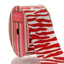 1.5" White/Red Zebra Grosgrain Ribbon 5yd