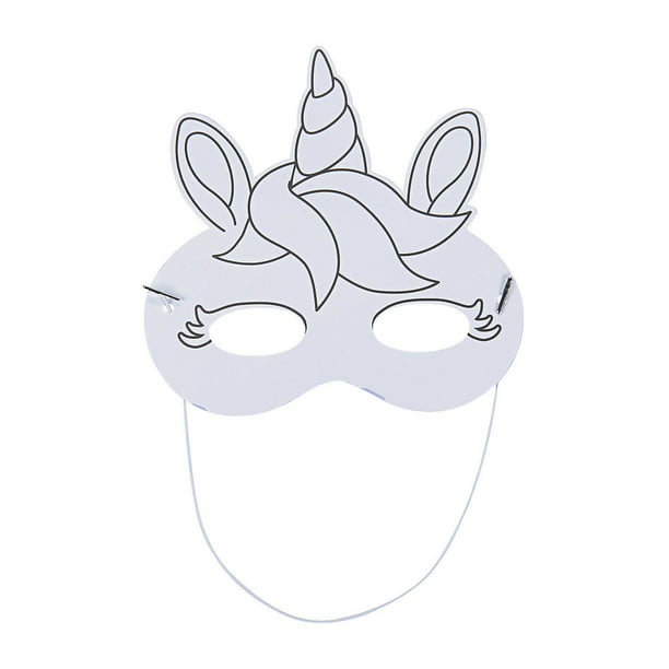 color your own unicorn masks 12 pc craft kits misc cyo paper cyo paper 12 pieces black white walmart com