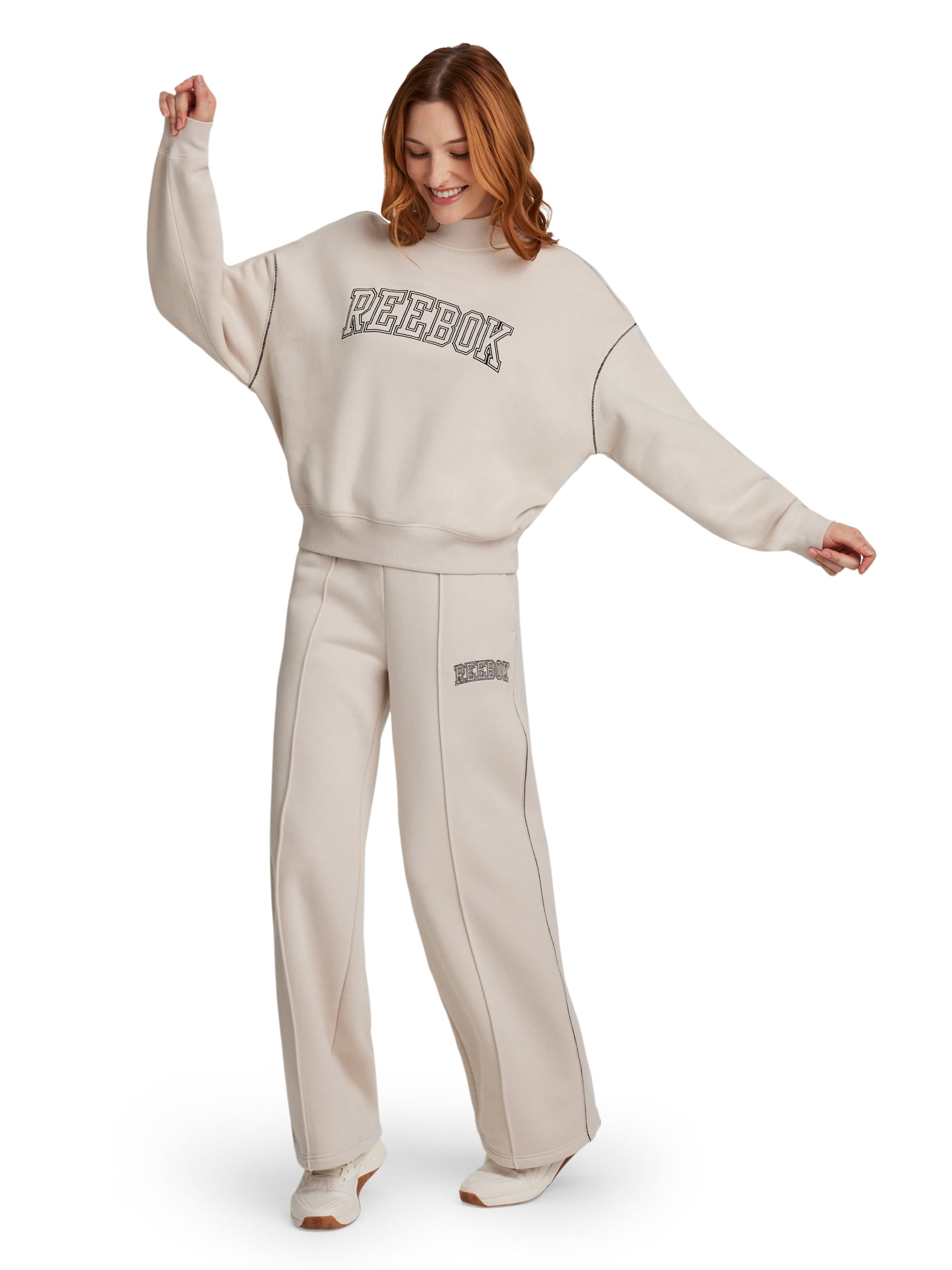Reebok Women's Game Day Fleece Contrast Stitch Mock Neck Top, Sizes XS-XXXL