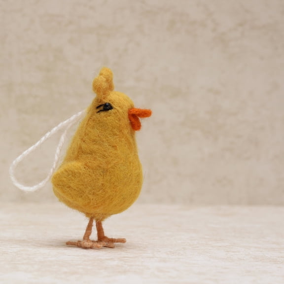 De Kulture Works Wool Felt Hanging Yellow Chick Eco Friendly Needle Felted Stuffed Easter Ornament, 3.5x2x4.5 LWH inches