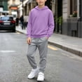 thumbnail image 4 of BXJX Boys Outfit Sets, Long Sleeve Sports Casual 2 Piece Hoodies and Joggers Sets with Pockets Purple Size 9-10 T, 4 of 5