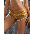 thumbnail image 3 of Womens Low Rise Booty Shorts Retro Sequin Dolphin Shorts Skinny Sparkle Performance Short Pants Hot Rave Party Club Outfits, 3 of 6