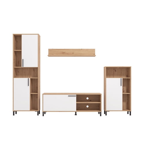 Mueble Centro de Entretenimiento Budapest Blanco Estilo Natural